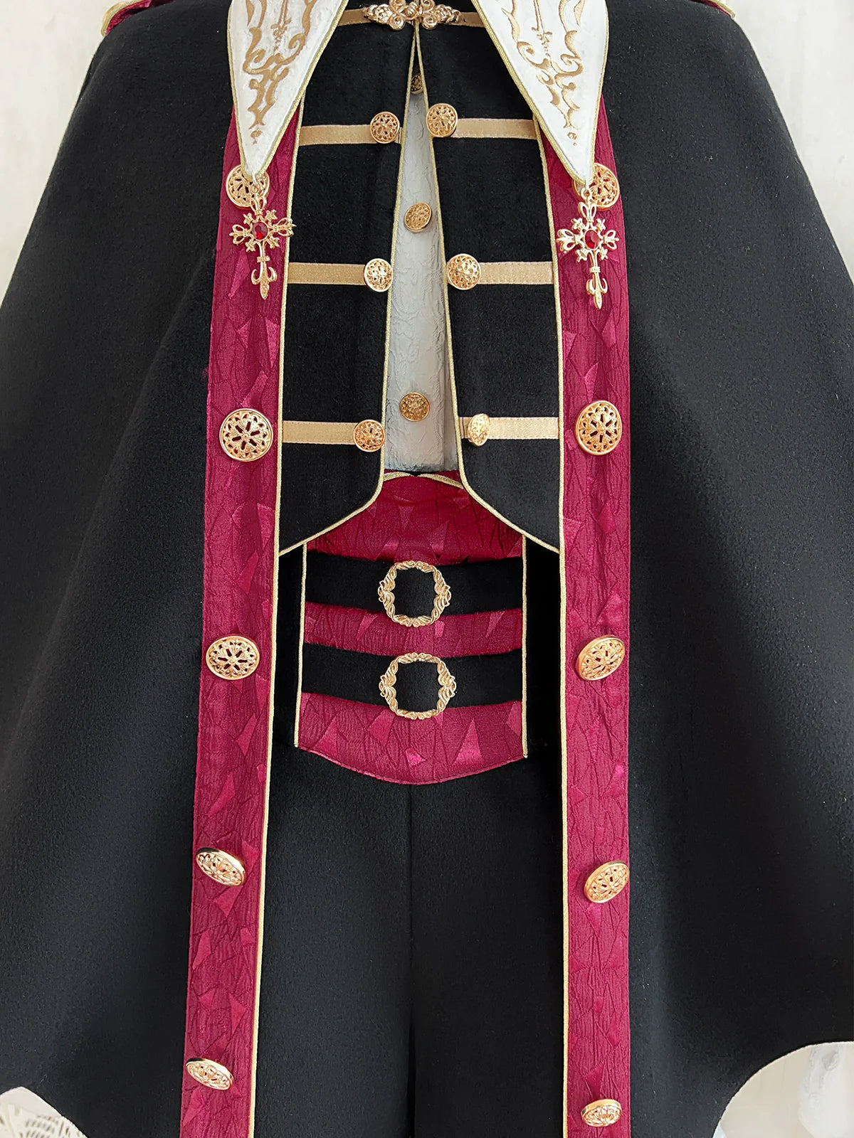 Vampire Youth - Ouji Lolita Bat Shaped Cape Set, Gold Embroidery & Red Accents - image 14