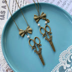 Vintage Lolita Bow-Scissors Shaped Necklace - image 2