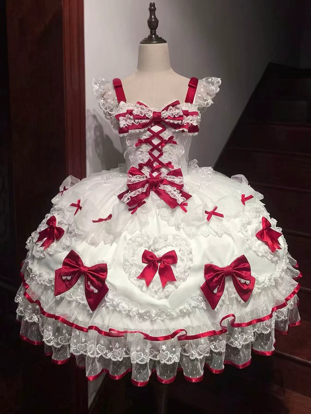 Velvet Sweetheart - Doll-like Sweet Lolita Jumper Dress, Bow Accents - image 1
