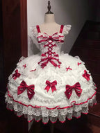 Velvet Sweetheart - Doll-like Sweet Lolita Jumper Dress, Bow Accents - image 1