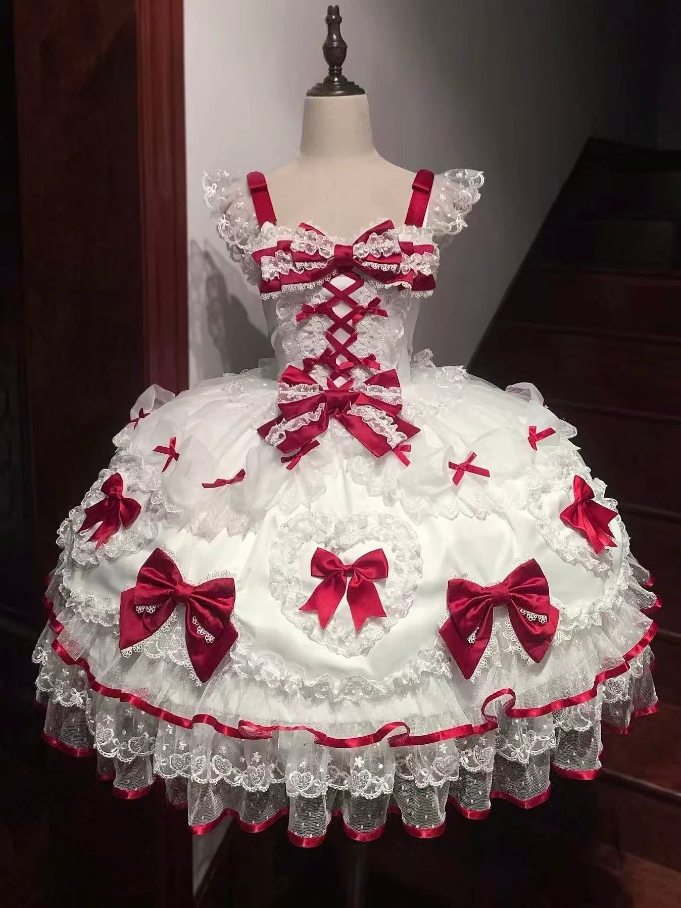 Velvet Sweetheart - Doll-like Sweet Lolita Jumper Dress, Bow Accents - image 1