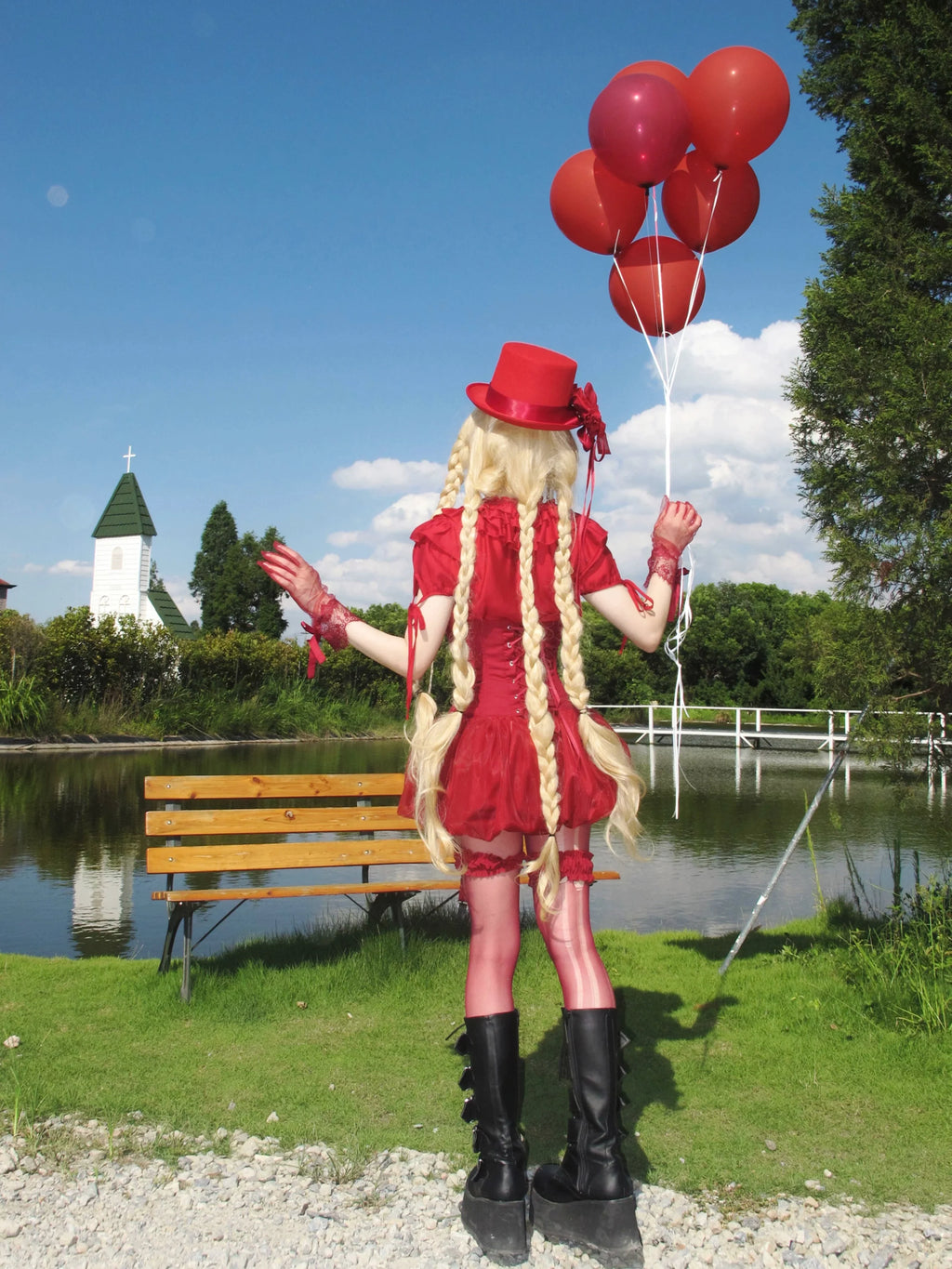 WONKA Gothic Lolita Red Blouse and High Waist Shorts Set - image 7