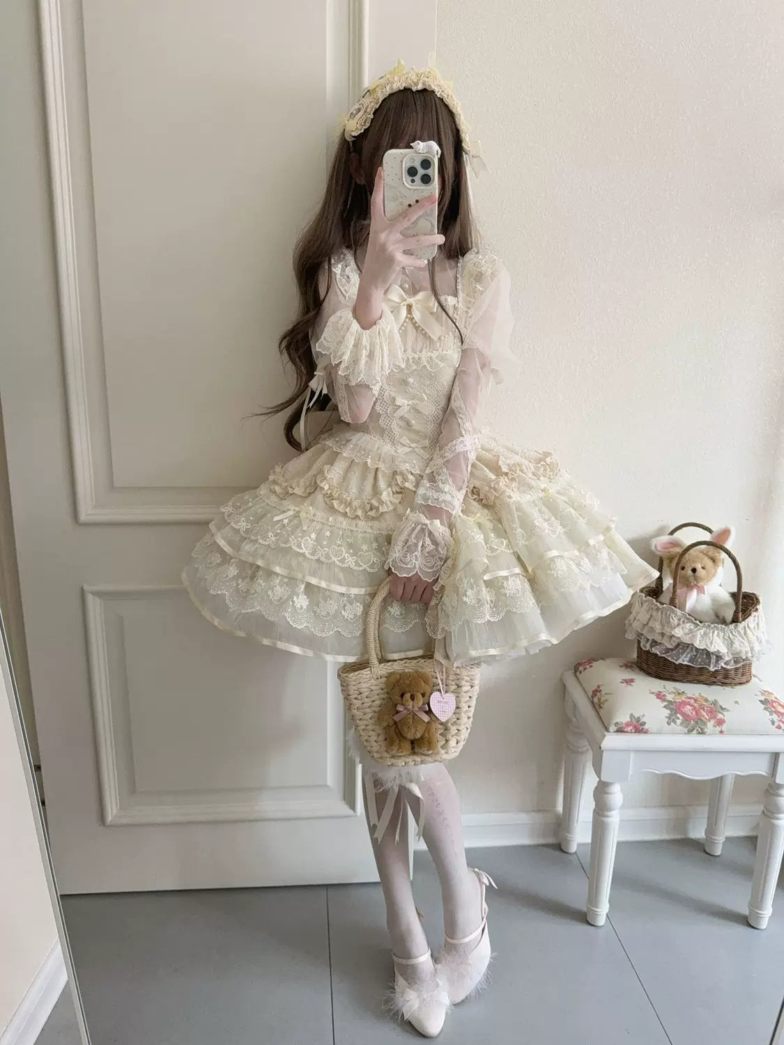Ballet Dream - Sweet Lolita JSK Dress, Petal-like Layered Skirt - image 10