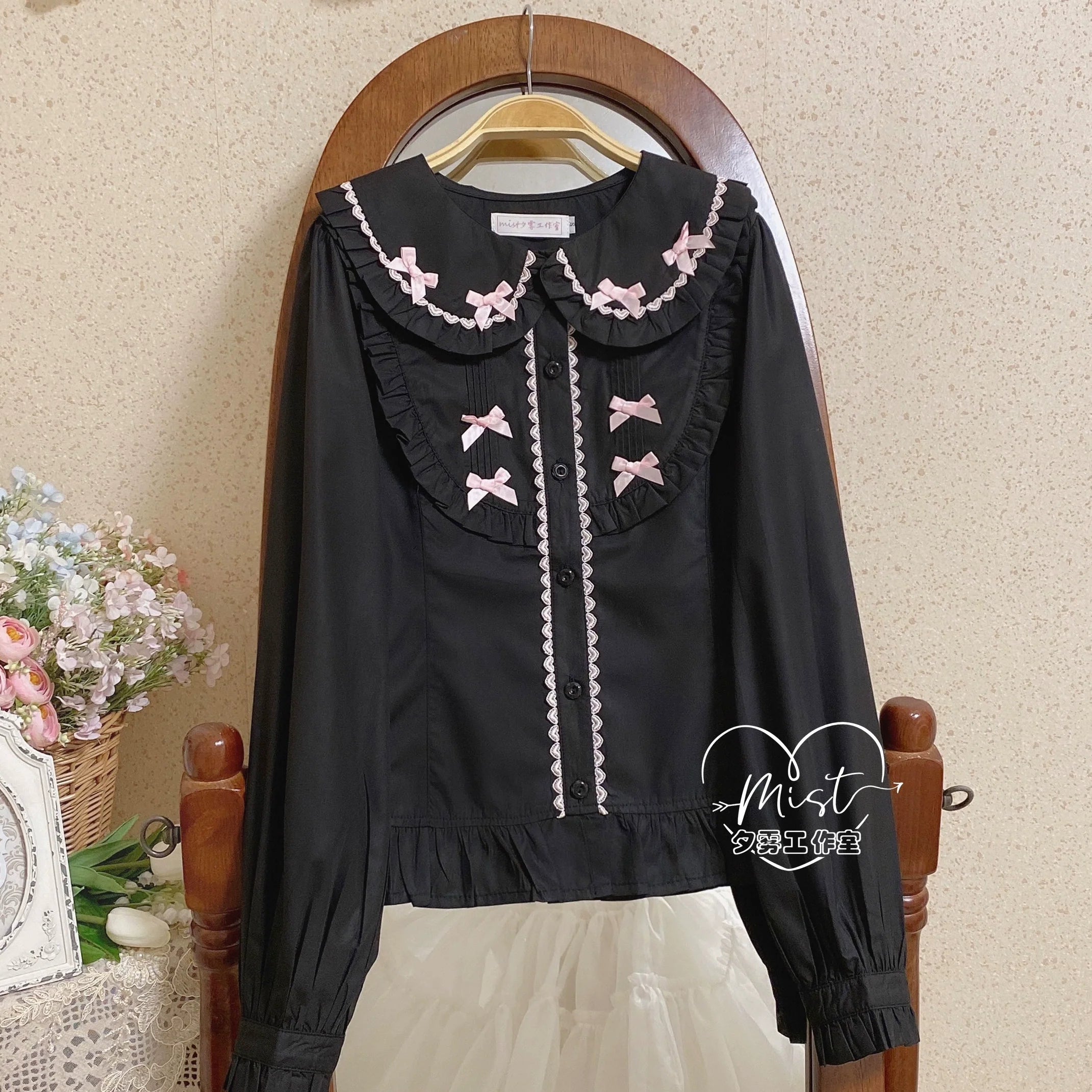Sweet Lolita Blouse Doll Collar Shirt with Bubble Sleeves - image 26