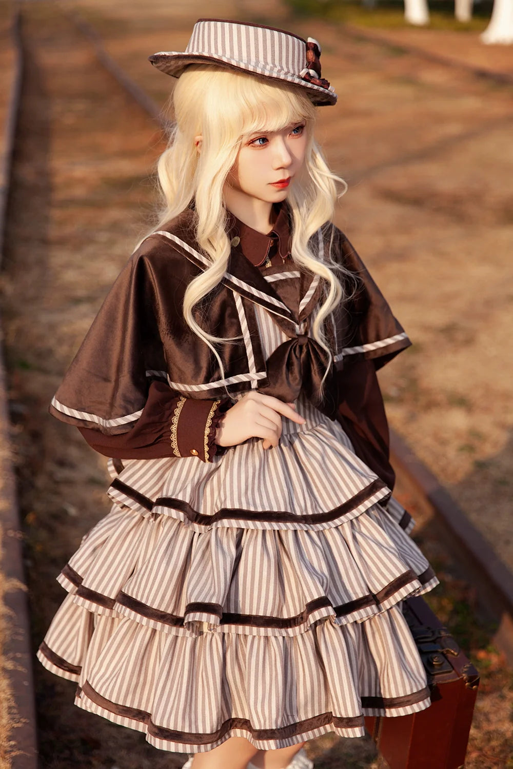 From Afar - Vintage Striped Peppy-Style Lolita JSK & Cape - image 10