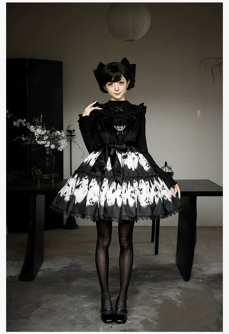 Dead Leaf Butterfly Gothic Lolita JSK and OP Dress Set - image 16