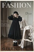 Goodnight Black Gothic Lolita OP Dress with Round Cape Collar - image 2