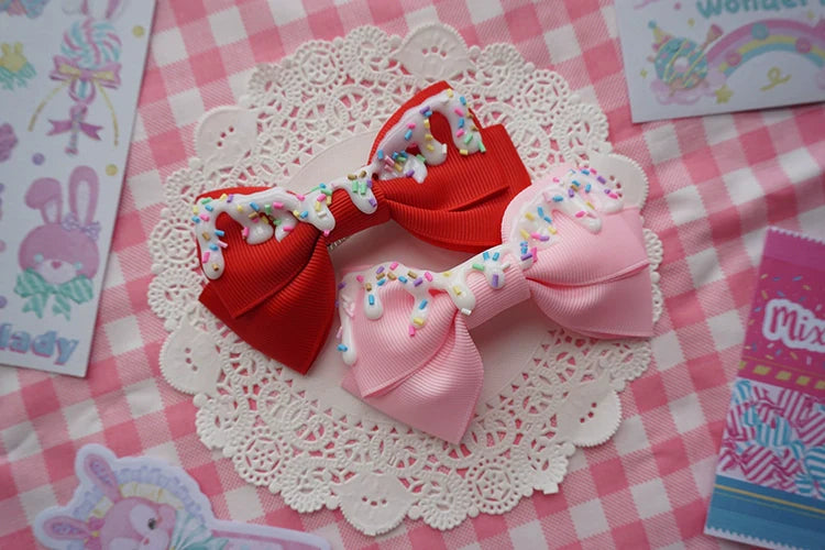 Handmade Sweet Lolita Cream Cake Bow Hair Clip - image 7