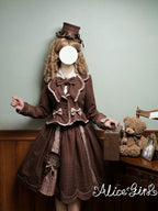 Bear Chocolate Slab - Classic Lolita Pleated JSK & SK Dress, Side Zipper - image 55