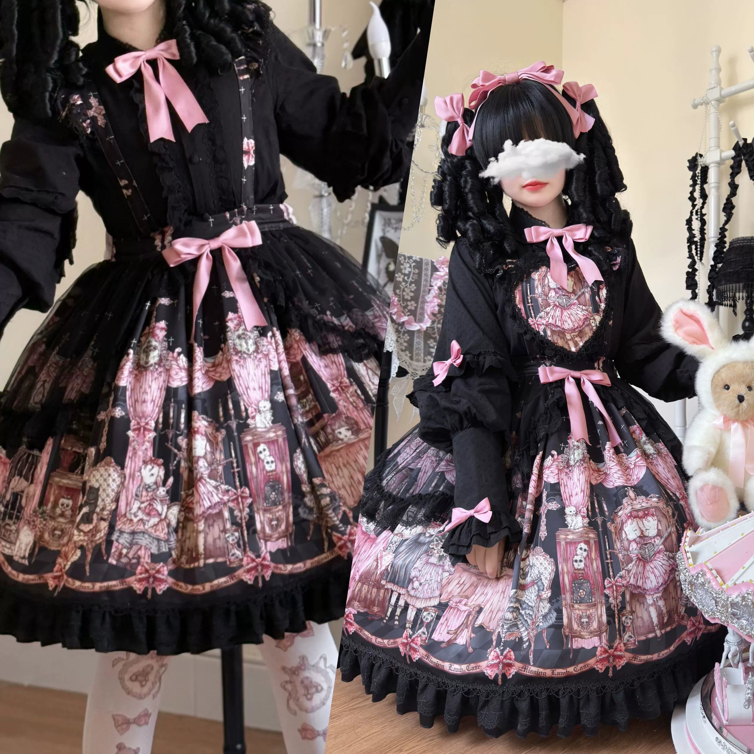 Missing Lamb Case - Gothic Lolita Dress Set with Sheep Prints - image 45