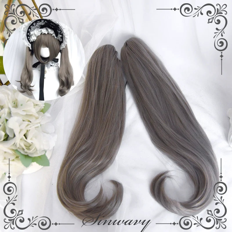 Light Gothic Lolita Wig, Green-Toned Ash Grey - image 10