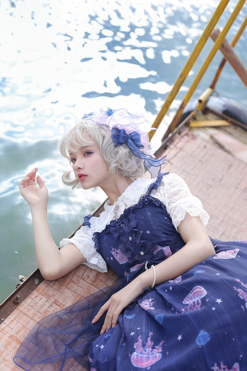 Jellyfish Meteor - Chiffon Fairy Jellyfish Printed Lolita JSK - image 8