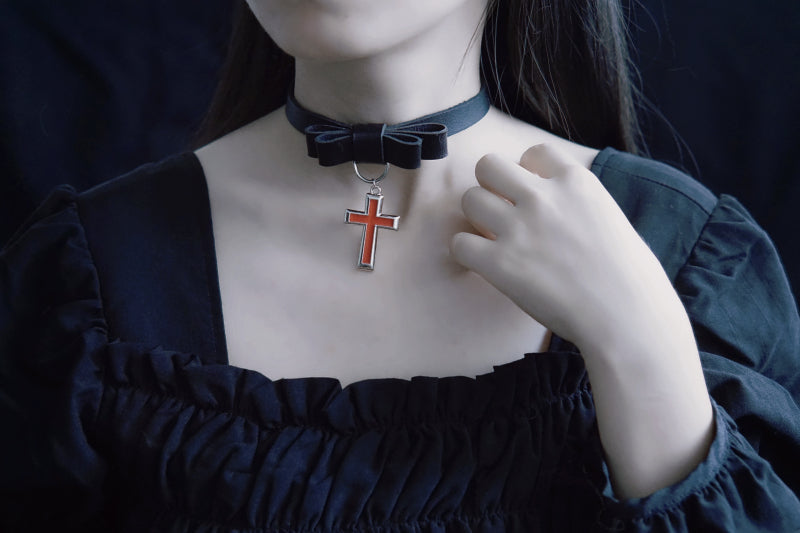 Gothic Lolita Cross Leather Choker - image 16