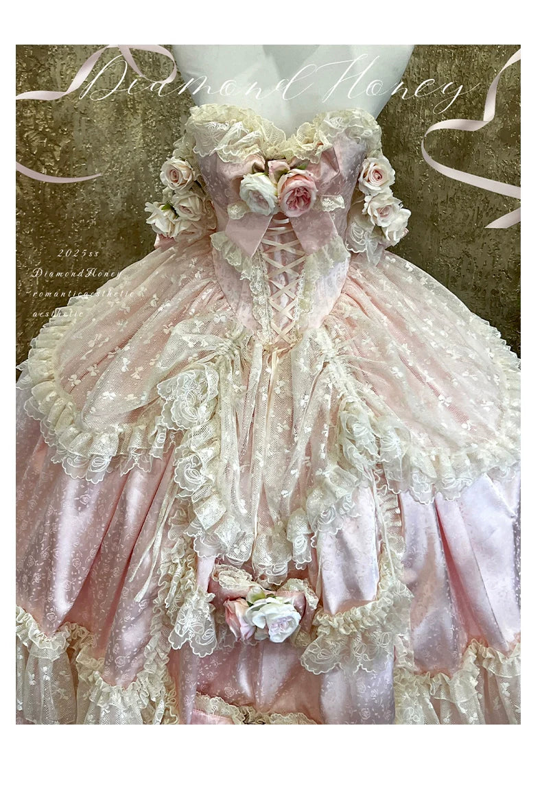 Love and Roses Princess Bridal Lolita Dress with Tiered Rose Skirt - image 28