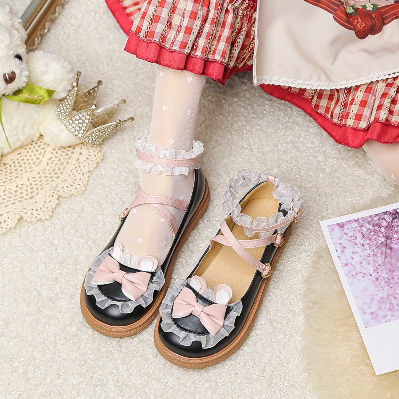 Sweet Bunny - Sweet Lolita Flat Shoes with Ear and Bow Decorations - image 16