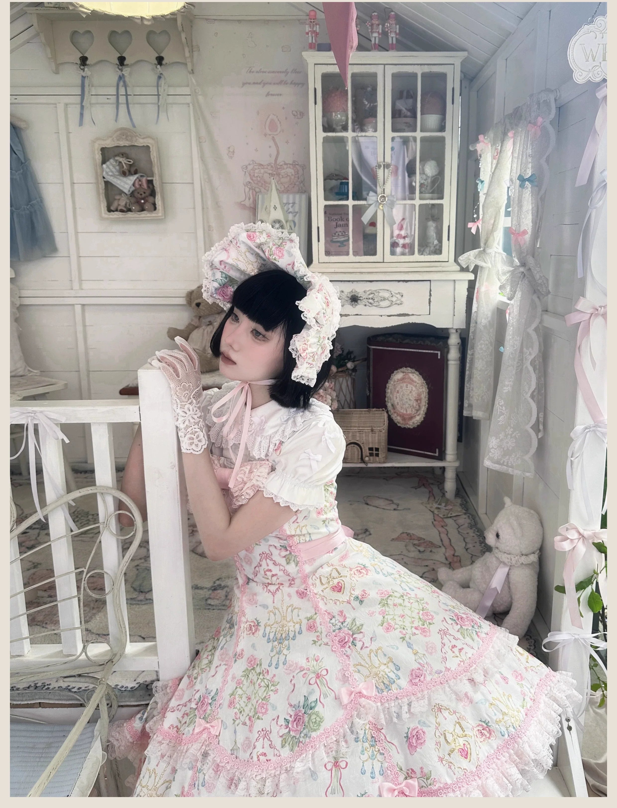 Spring 2025 - Floral Old School Lolita JSK Dress, Lace Trims - image 9