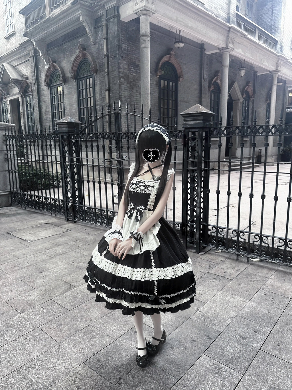 First Generation Doll - Black Old School Lolita Halter JSK Dress with Lace and Accessories - image 12