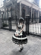 First Generation Doll - Black Old School Lolita Halter JSK Dress with Lace and Accessories - image 12