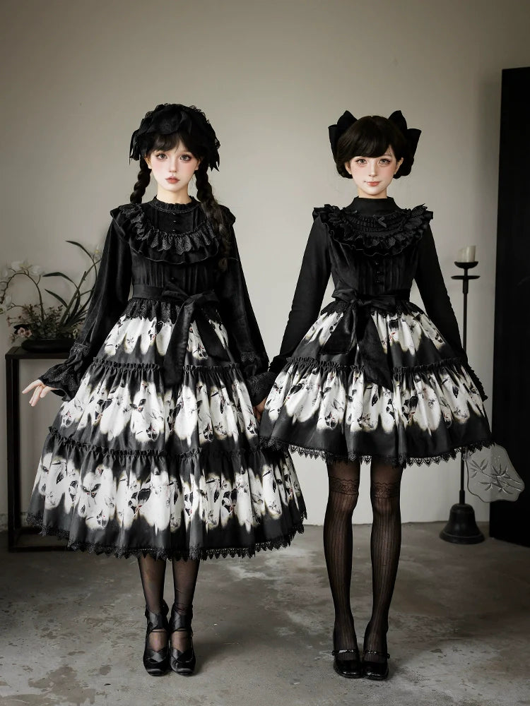 Dead Leaf Butterfly Gothic Lolita JSK and OP Dress Set - image 2