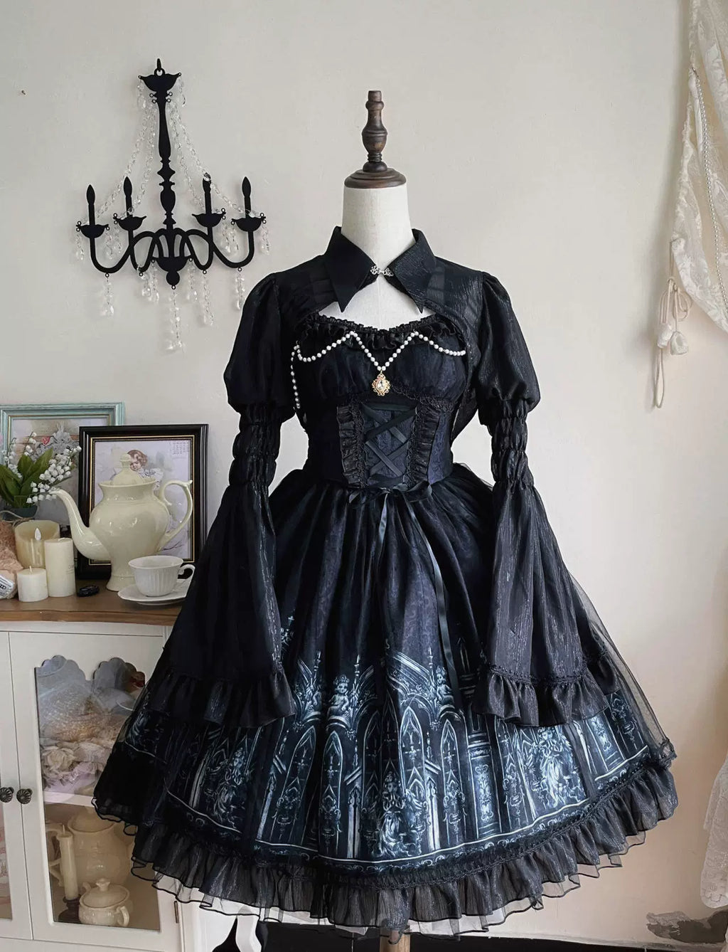 Silent Night Church Gothic Lolita JSK Dress, Church Print - image 1
