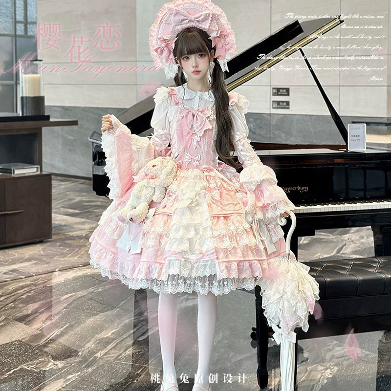 Sakura Love - Gorgeous Doll-like Lolita Dress Suit, Tiered Skirt - image 6