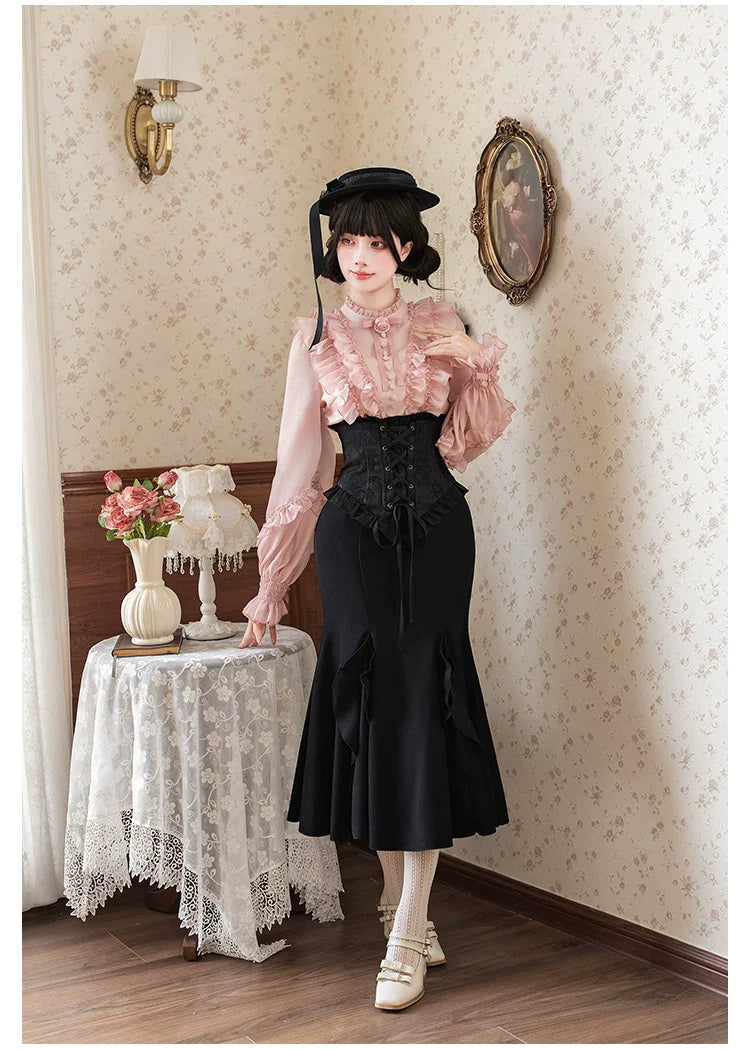 Blake - Boning Gothic Lolita Mermaid Skirt, Lifted-hem SK and Accessories - image 15