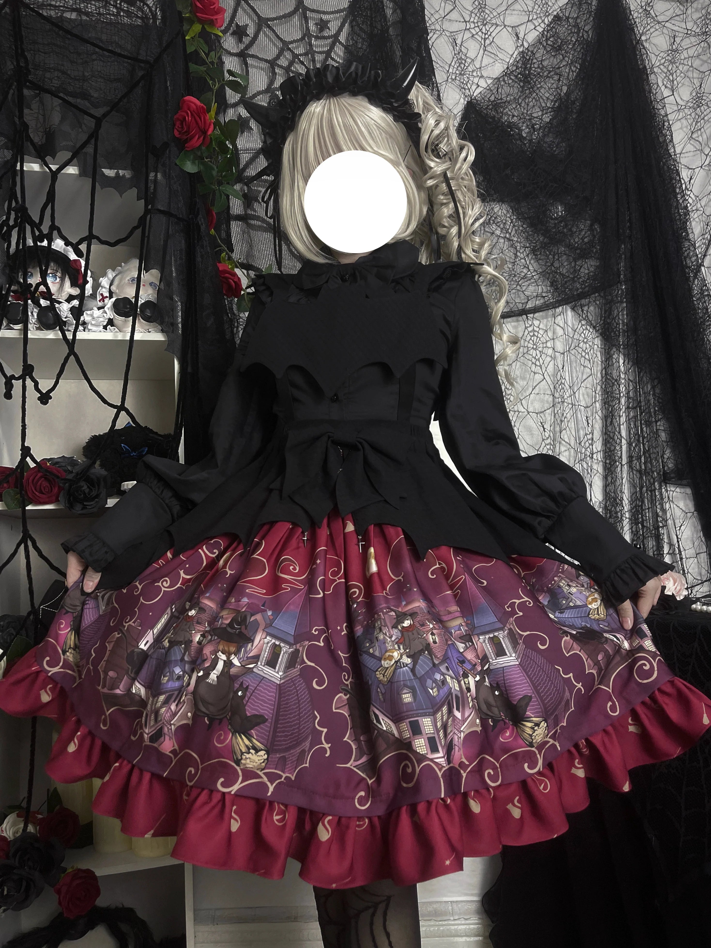 Witching Night - Gothic Lolita SK Halloween Chiffon Skirt - image 3