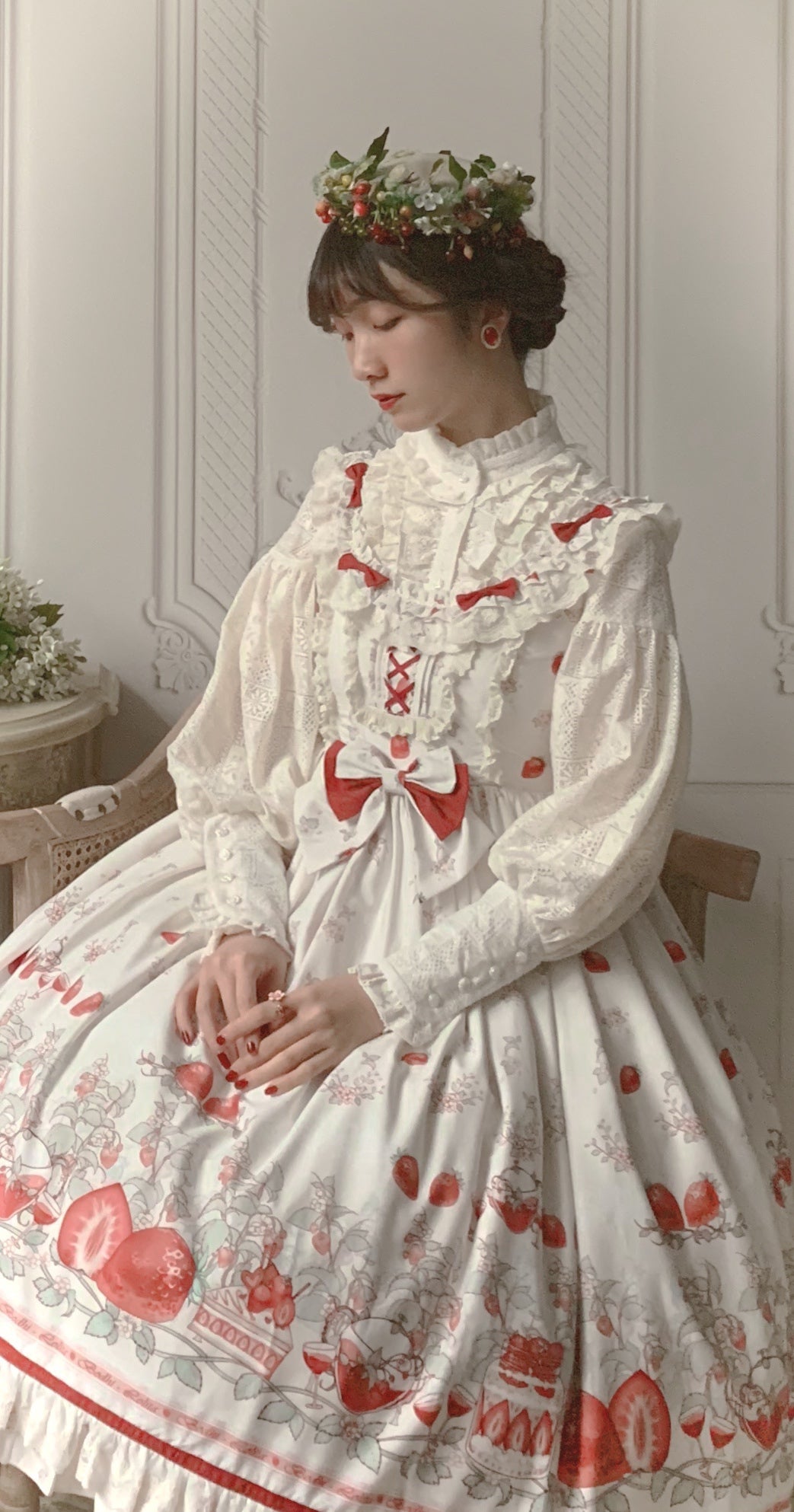 Strawberry Fruit Tea SP - Apricot Sweet Lolita Jumper Dress - image 17
