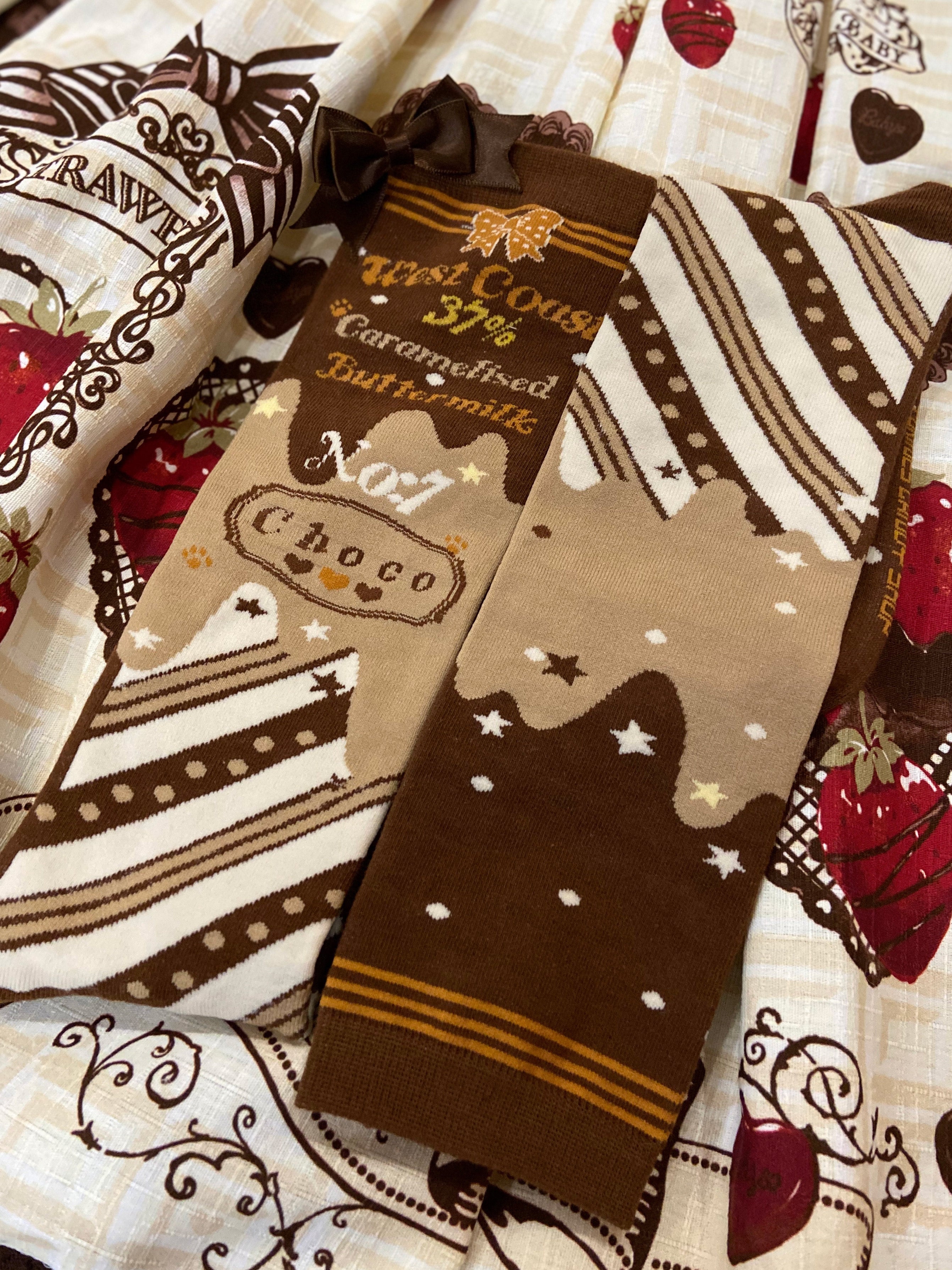 Kawaii Lolita Chocolate Color Cotton Socks - image 7