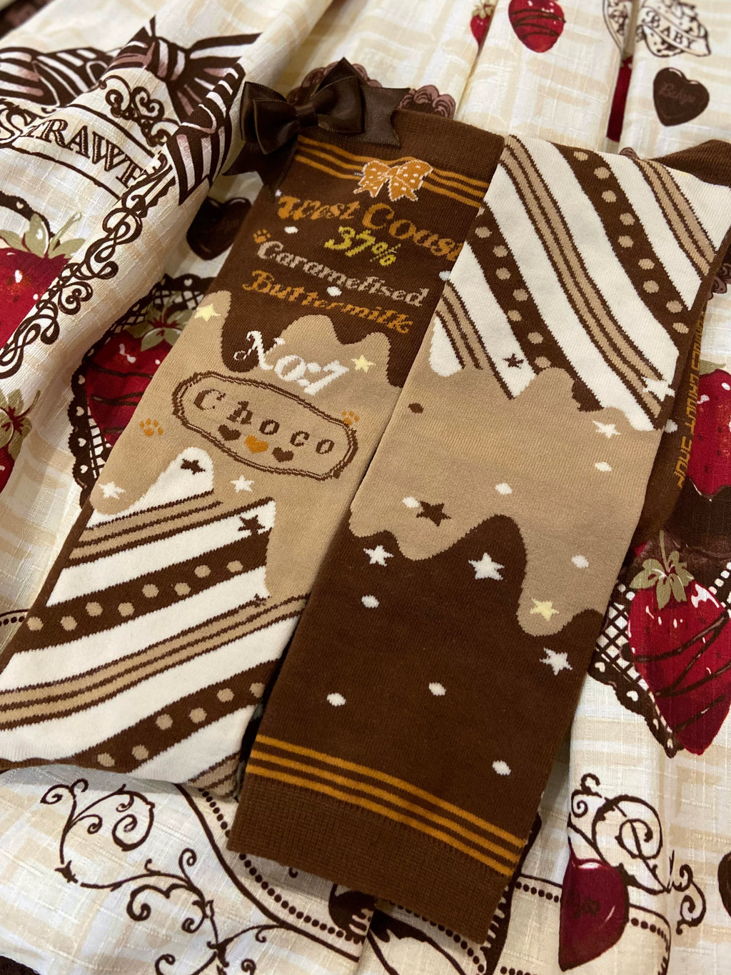 Kawaii Lolita Chocolate Color Cotton Socks - image 3