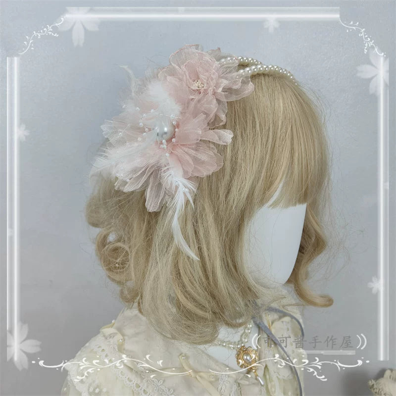 Floral Shaped Lolita KC, Pearls Accent Headdress - image 4