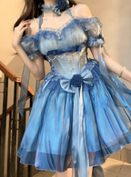 Elegant Gradient Dark Blue Lolita Prom Dress Set - image 6
