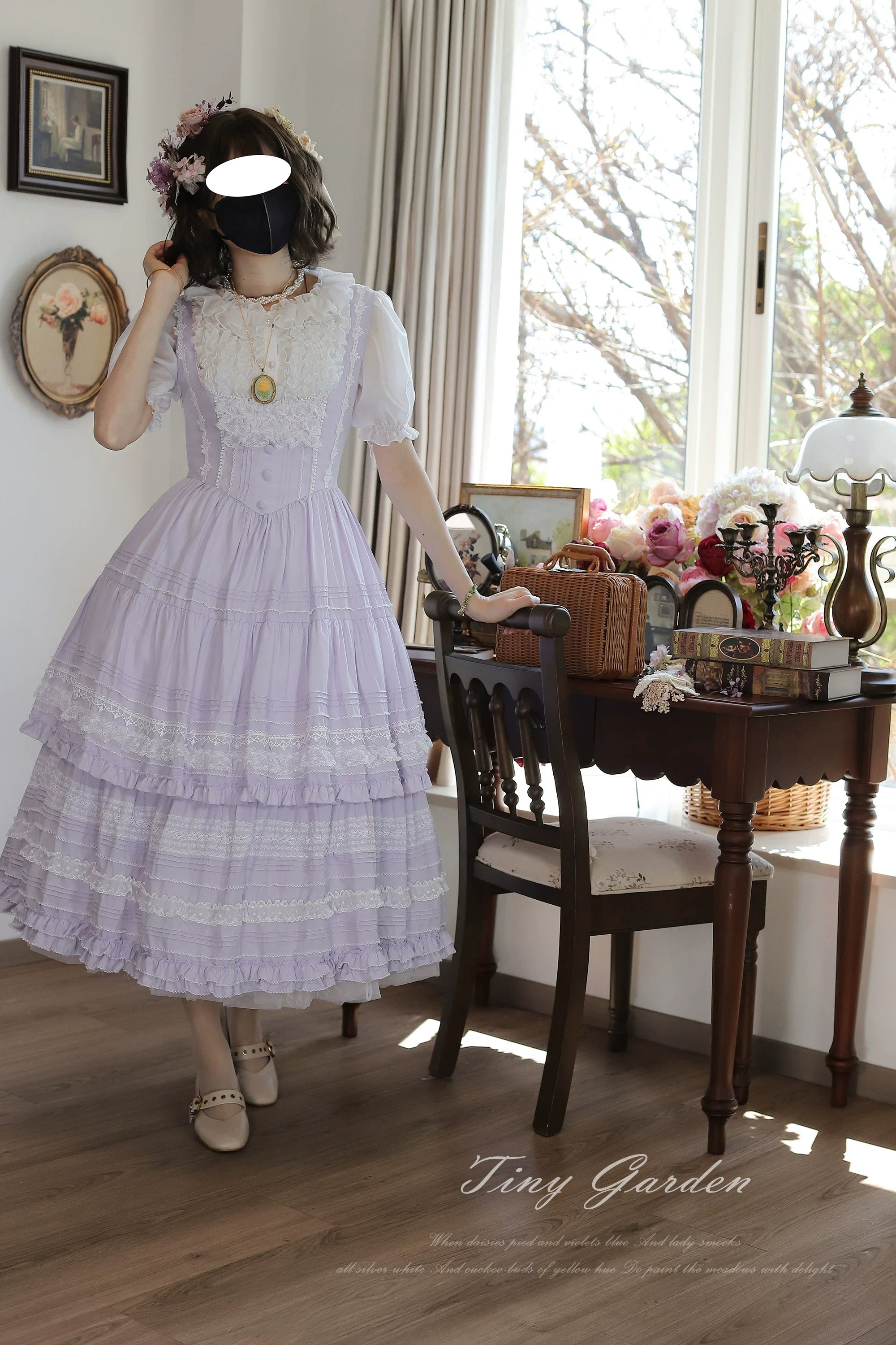 Marguerite Daisy - Classic Lolita Bust-supporting JSK Dress, Layered Lace - image 6