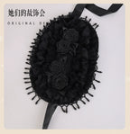 Gothic Black Rose Lolita Hat with Bead Tassels - image 6