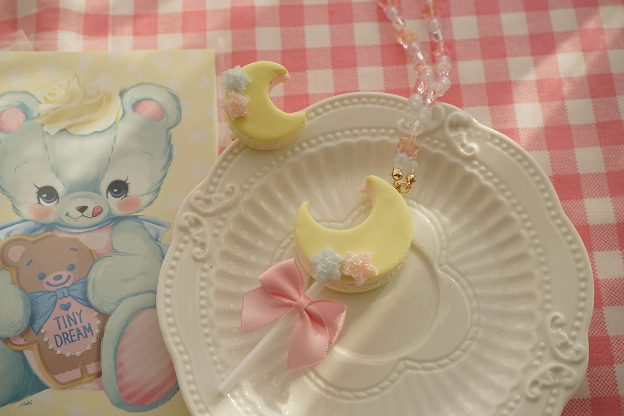 Kawaii Lolita Accessories Moon Lollipop Clay Necklace Ring - image 5