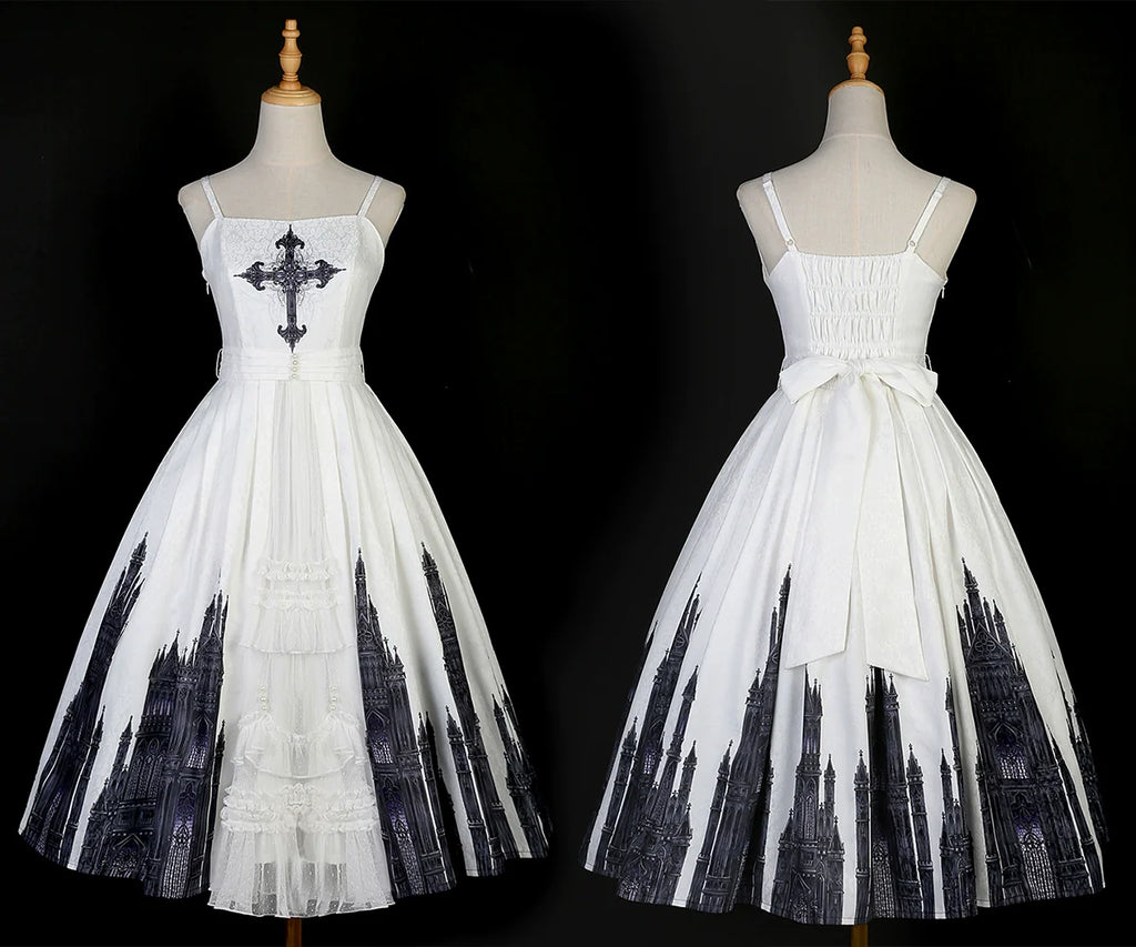 Silent Church - Gothic Lolita JSK Dress Printed Dress Thin Shawl Set - image 33