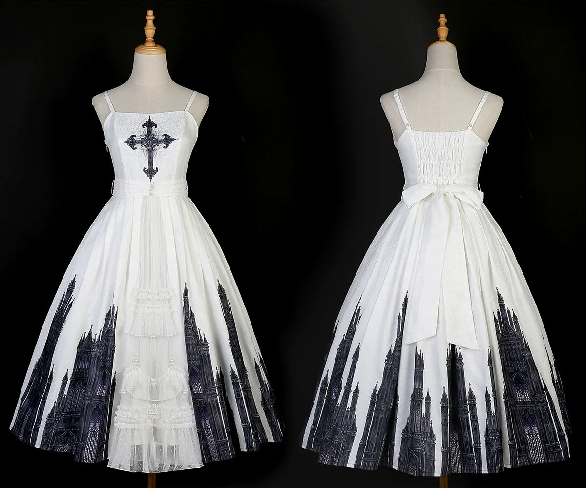 Silent Church - Gothic Lolita JSK Dress Printed Dress Thin Shawl Set - image 33