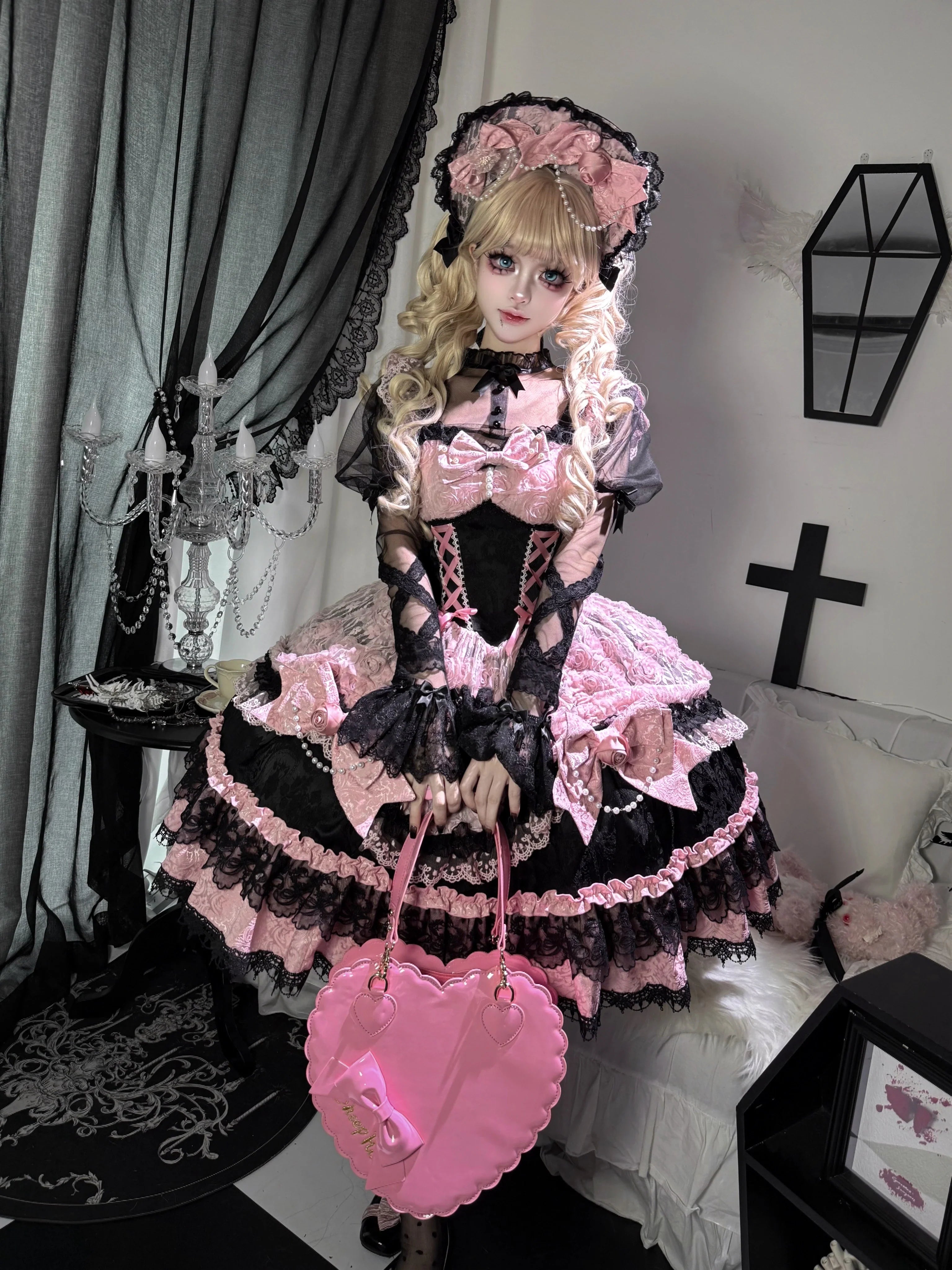 Rose Princess - Halloween Gothic Lolita JSK, Sheer Rose Dress - image 5
