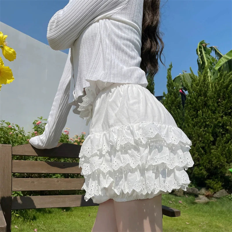 Cotton Lolita Bloomers, Tiered Hem Cake Shorts - image 23