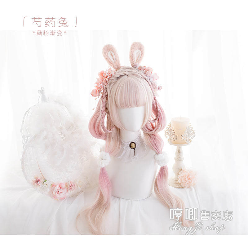 Peony Rabbit - 75cm Long Curly Pink Princess Wig - image 4