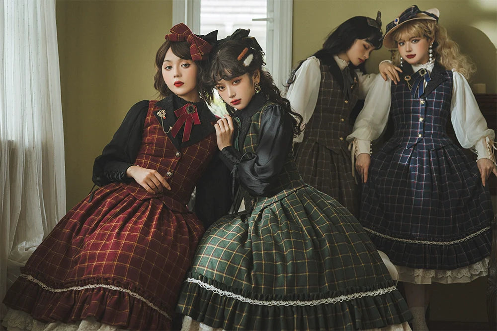 Rose - Elegant Lolita Fishbone Grid Skirt Customized - image 9
