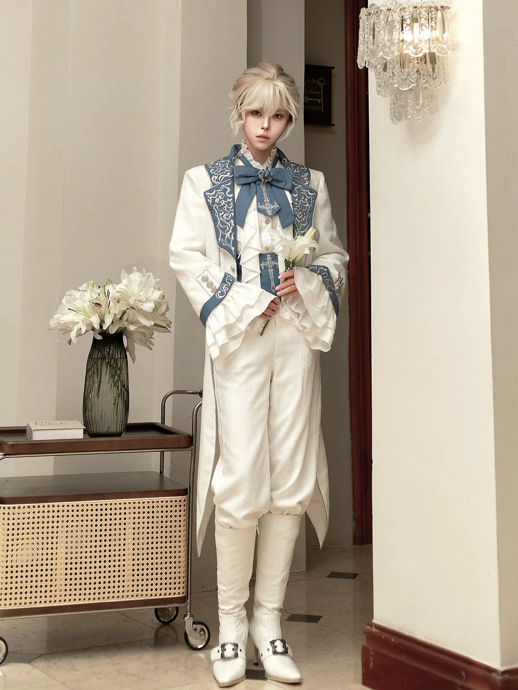 Lunar Paladin - Embroidered Ouji Lolita Tailcoat Set - image 7