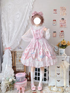 Sweet Lolita Summer JSK Dress, Wreath Bunny Printed - image 8