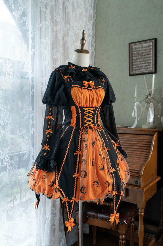 Halloween Gothic Lolita JSK Dress, Pumpkin-inspired Dress - image 7