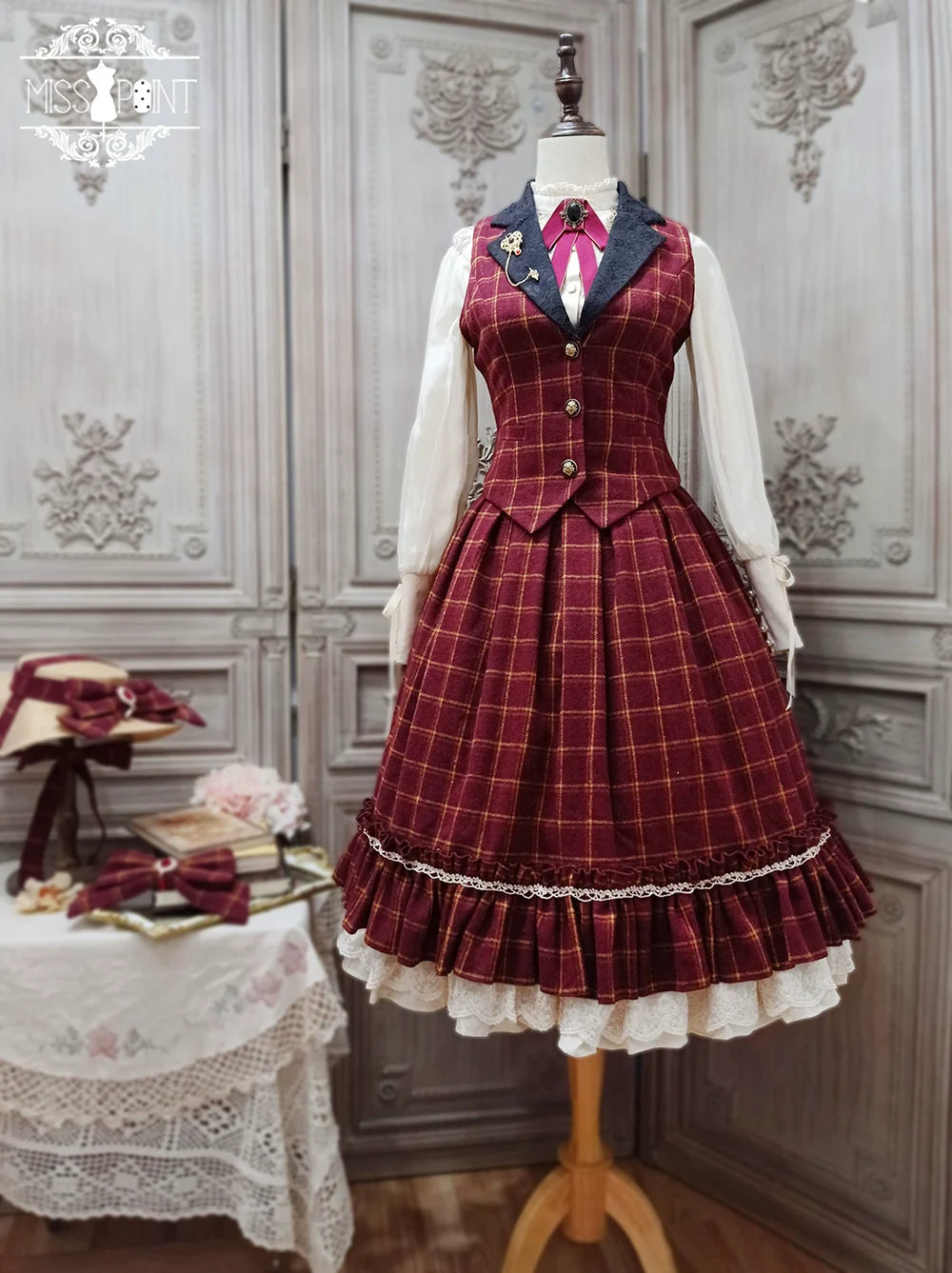 Rose - Elegant Lolita Fishbone Grid Skirt Customized - image 1