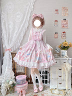 Sweet Lolita Summer JSK Dress, Wreath Bunny Printed - image 13