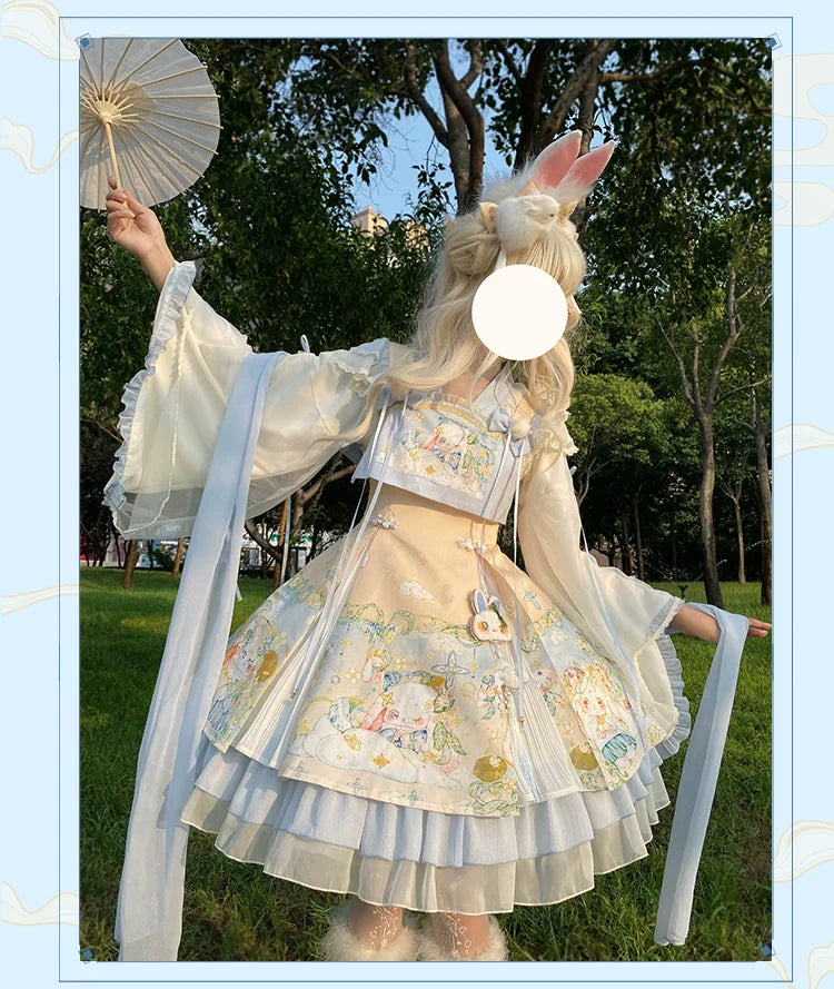 Laurel - Kawaii Han Lolita Jumper Dress Rabbit Print and Accessories - image 8