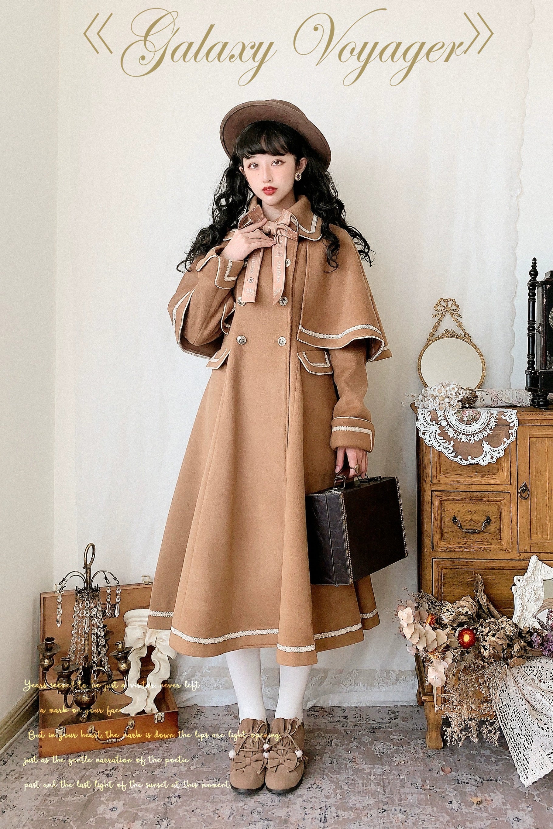 Galaxy Traveler - Classic School Lolita Overcoat with Detachable Cape and Bow - image 27