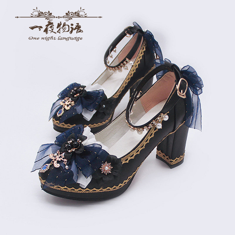 Bright PU Wedding Lolita Thick High Heels - image 9