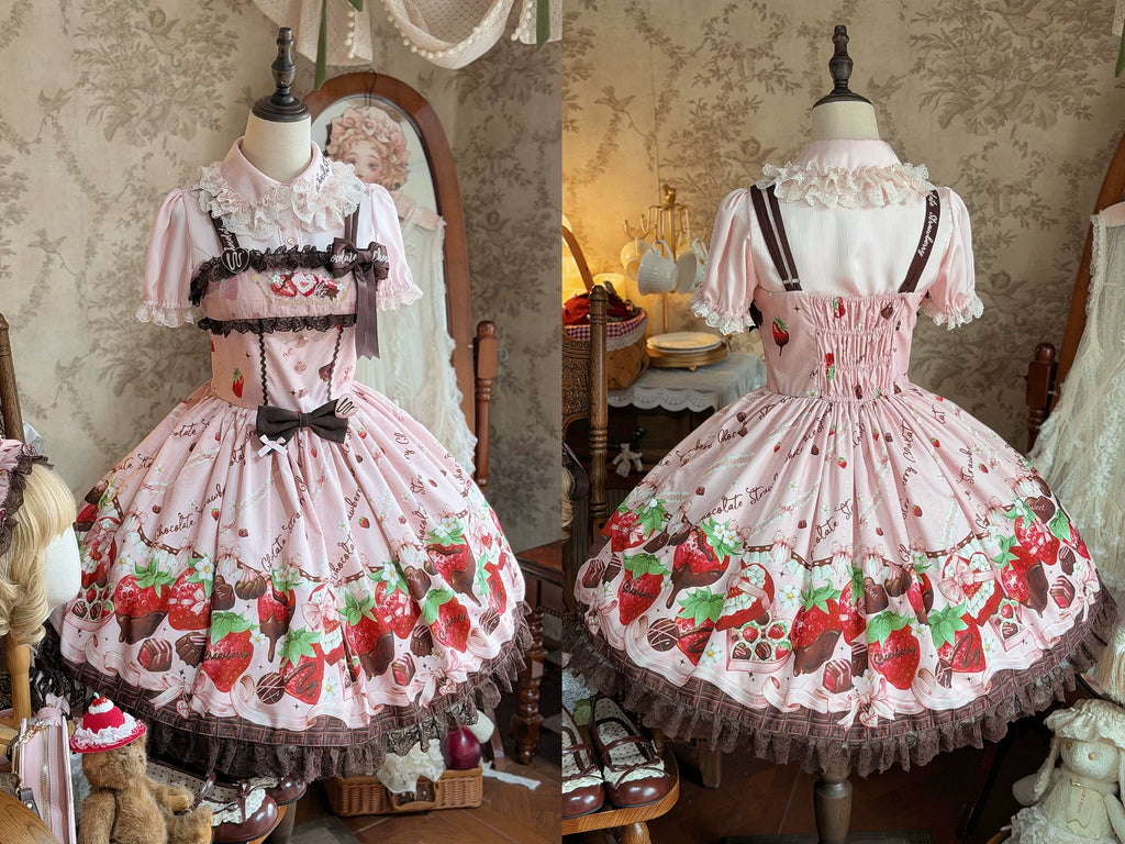 Strawberry Chocolate Lovers Sweet Lolita Embroidered Dress - image 13
